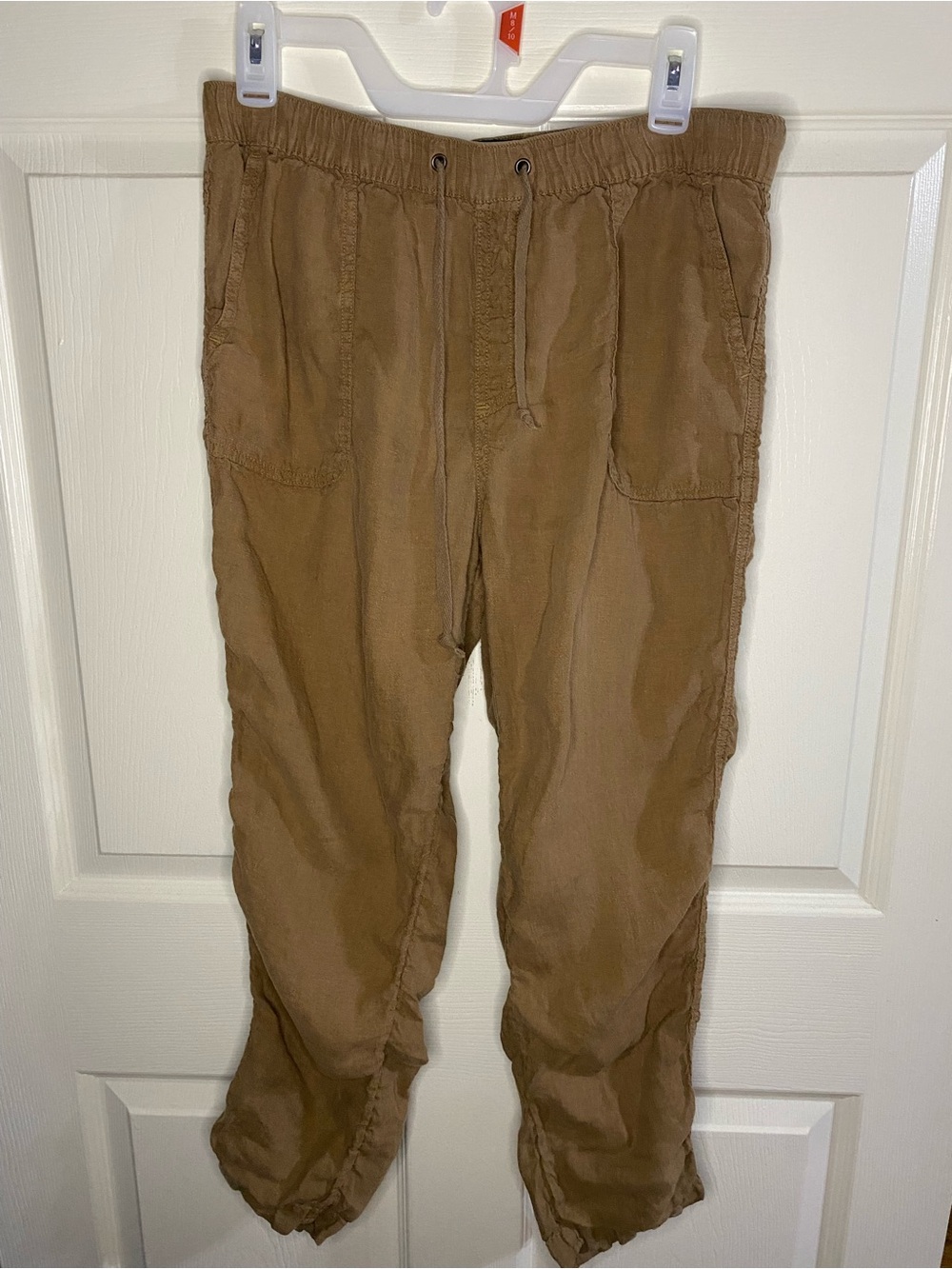 RACHEL Rachel Roy Neutral 100% Linen Drawstring Casual Joggers Pants